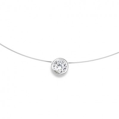 Collier fil de nylon & zirconium micro - serti pour femme - Lyn&Or Bijoux
