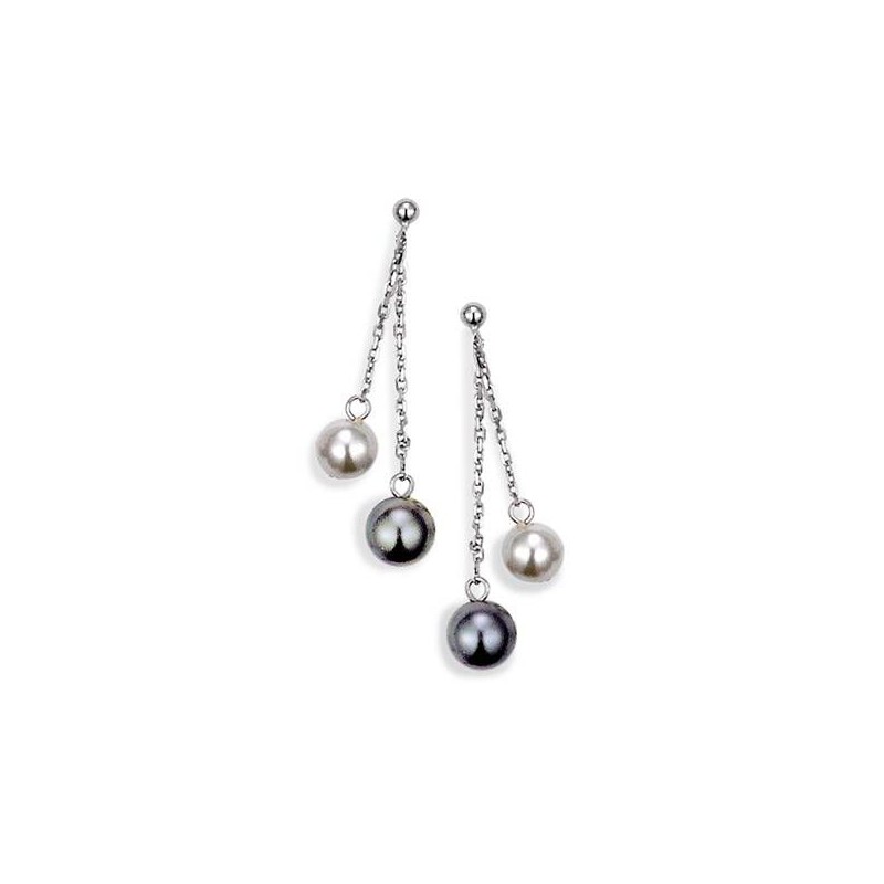 Boucles d'oreilles en argent 925 pour femme, Black and White Boucles d'oreilles en argent 925 pour femme, Black and White