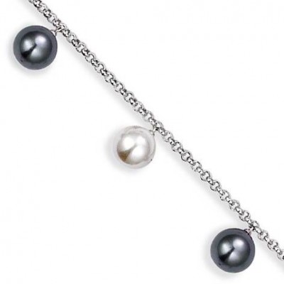 Bracelet de perles deux tons en argent pour femme - Femina - Lyn&Or Bijoux