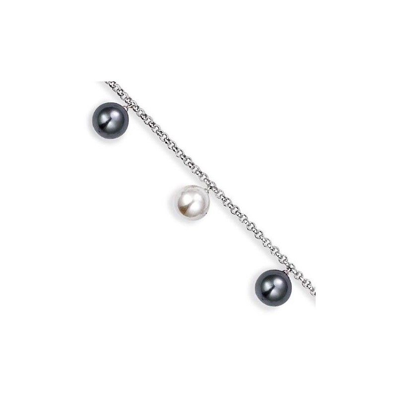 Gourmette de perles pour femme, Black and White Gourmette de perles pour femme, Black and White