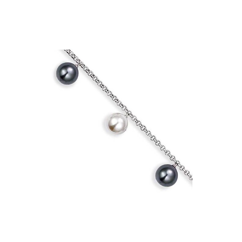 Bracelet de perles deux tons en argent pour femme - Femina - Lyn&Or Bijoux