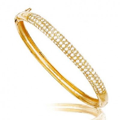 Bracelet jonc en plaqué or et zircon pour femme - Opéra - Lyn&Or Bijoux