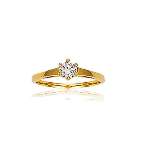 Bague femme, zircon solitaire 4 mm & plaqué or - Douceur d'amour - Lyn&Or Bijoux