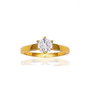 Bague femme en plaqué or + zircon solitaire - Grâce - Lyn&Or Bijoux