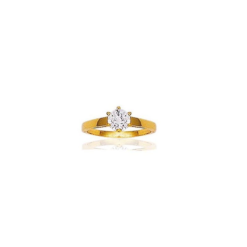 Bague femme en plaqué or + zircon solitaire - Grâce - Lyn&Or Bijoux