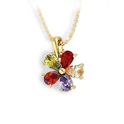 Pendentif fleur multicolore en plaqué or pour femme - Arc - en - ciel - Lyn&Or Bijoux