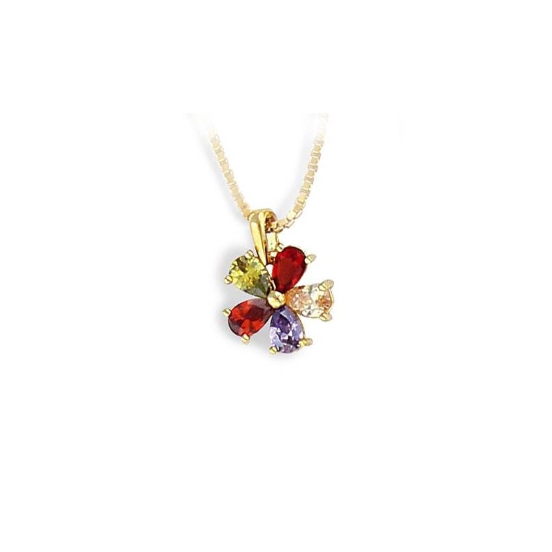 Pendentif fleur multicolore en plaqué or pour femme - Arc - en - ciel - Lyn&Or Bijoux