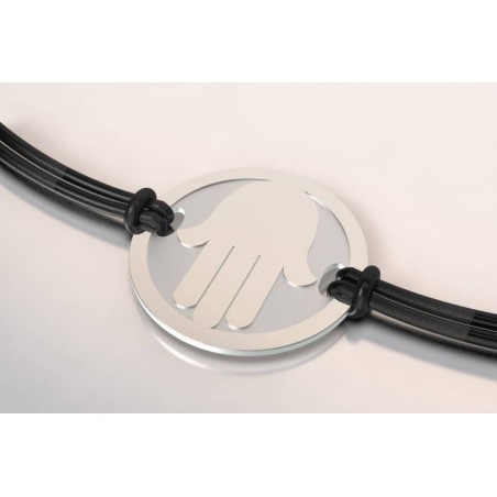 Bracelet Main, Argent / Acier, cordon réglable par CabaneTchanque Bracelet Main, Argent / Acier, cordon réglable par CabaneTchanque