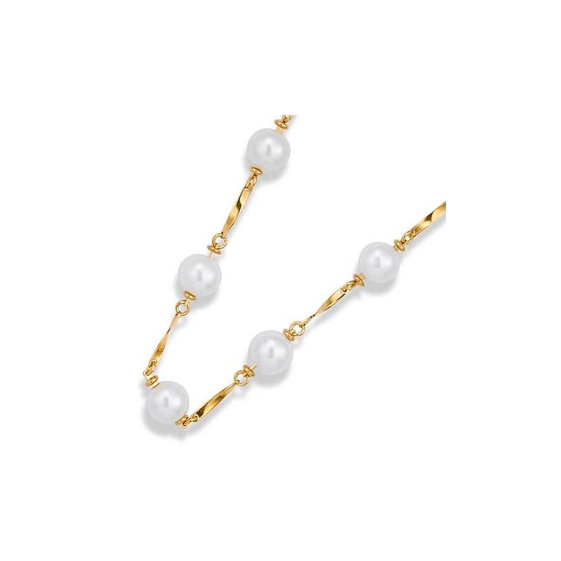 Gourmette de perles en plaqué or pour femme, Trinity Gourmette de perles en plaqué or pour femme, Trinity