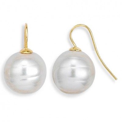 Boucles d'oreille femme, Perle blanche 12 mm - Lyn&Or Bijoux