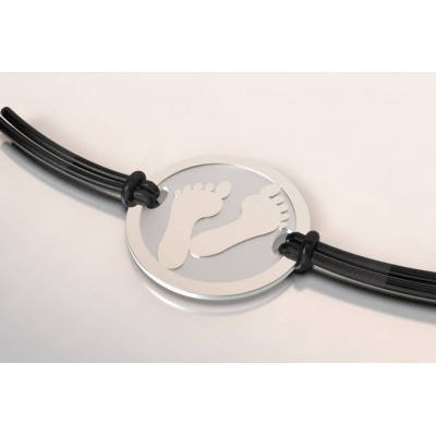 Bracelet acier, argent pour femme - Empreinte de pied - Lyn&Or Bijoux