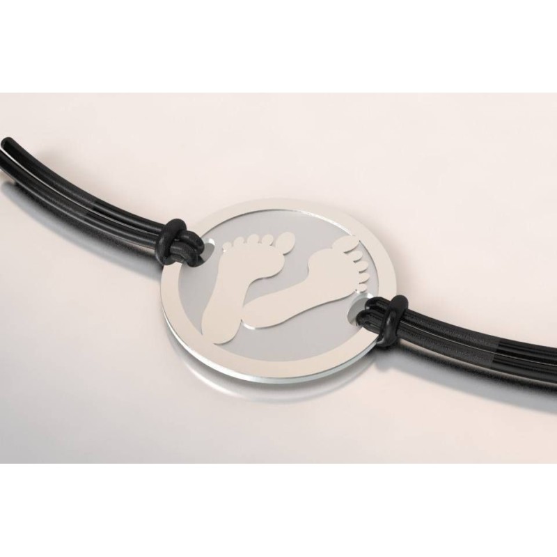 Bracelet acier, argent pour femme - Empreinte de pied - Lyn&Or Bijoux