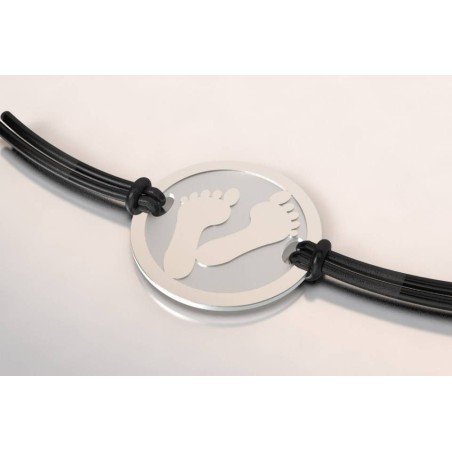 Bracelet acier, argent pour femme - Empreinte de pied - Lyn&Or Bijoux