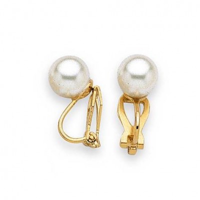 Boucles d'oreille femme, clip's & perle blanche de 8 mm - Santana - Lyn&Or Bijoux