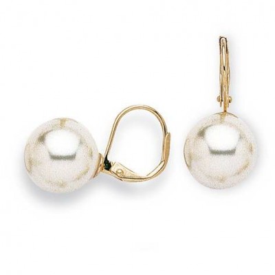 Boucles d'oreilles femme, Perles blanches 12 mm en dormeuses - Julia