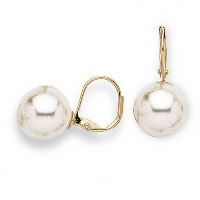 Boucles d'oreille femme, Perles blanches 12 mm en dormeuses - Julia - Lyn&Or Bijoux
