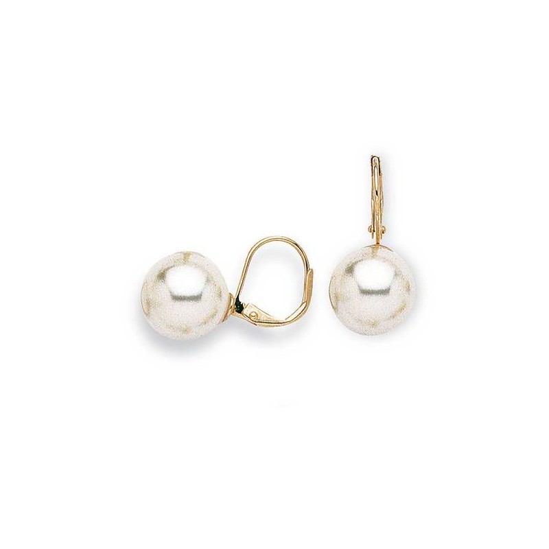 Boucles d'oreilles en plaqué or et perle pour femme, Julia 12mm Boucles d'oreilles en plaqué or et perle pour femme, Julia 12mm