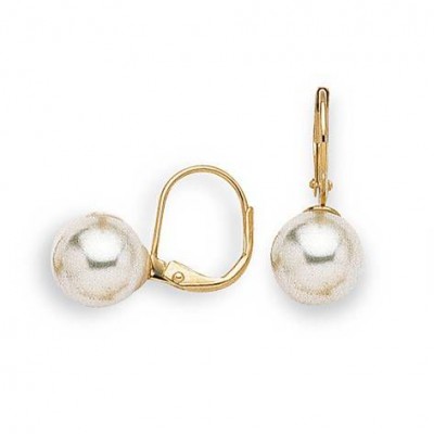 Boucles d'oreille dormeuses femme, Perles blanches de 10 mm - Julia - Lyn&Or Bijoux