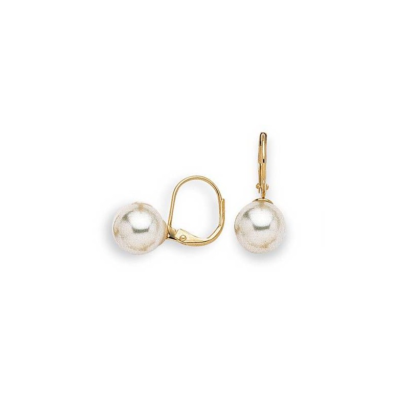 Boucles d'oreilles en plaqué or et perle pour femme, Julia 10mm Boucles d'oreilles en plaqué or et perle pour femme, Julia 10mm