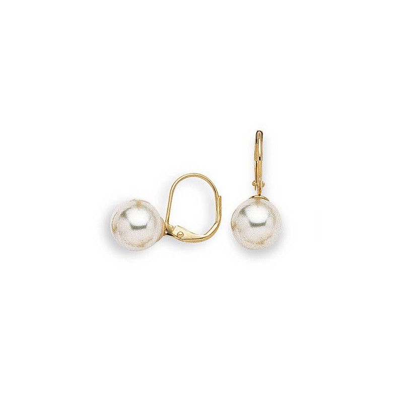 Boucles d'oreille dormeuses femme, Perles blanches de 10 mm - Julia - Lyn&Or Bijoux