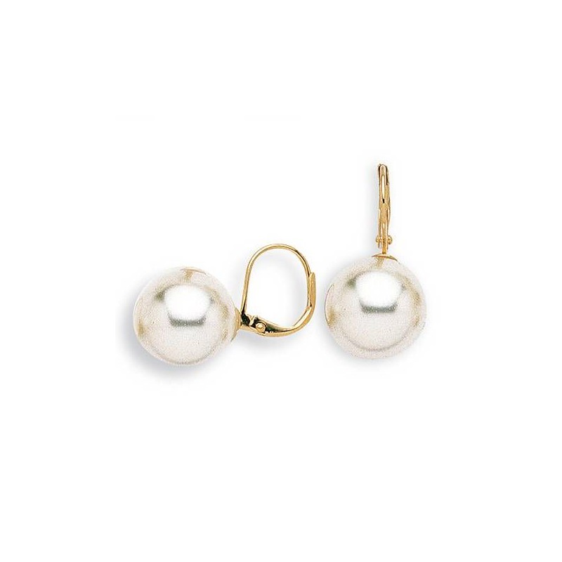 Boucles d'oreilles en plaqué or et perle pour femme, Julia 14mm Boucles d'oreilles en plaqué or et perle pour femme, Julia 14mm