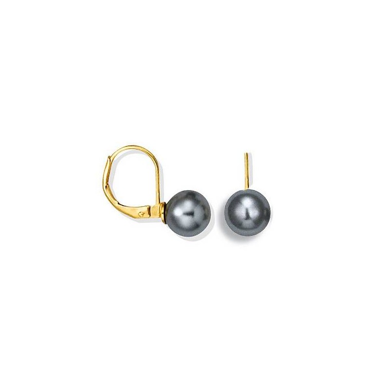 Boucles d'oreille femme, Dormeuses & Perles grises de 8 mm - Abysse - Lyn&Or Bijoux