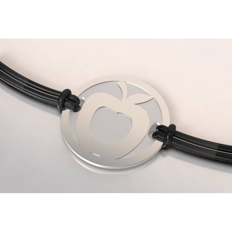 Bracelet Pomme, Acier et Argent, Cordon réglable, CabaneTchanque
