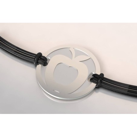 Bracelet Pomme, Acier et Argent, Cordon réglable, CabaneTchanque