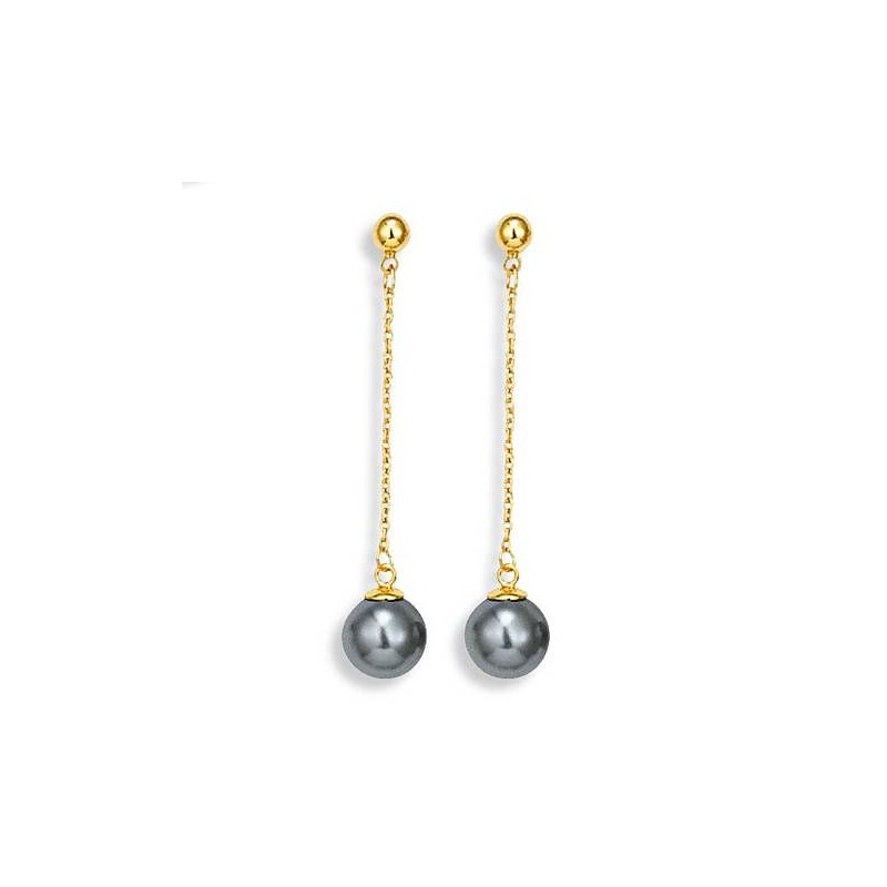 Boucles d'oreille perle grise et plaqué or pour femme - Eywa - Lyn&Or Bijoux