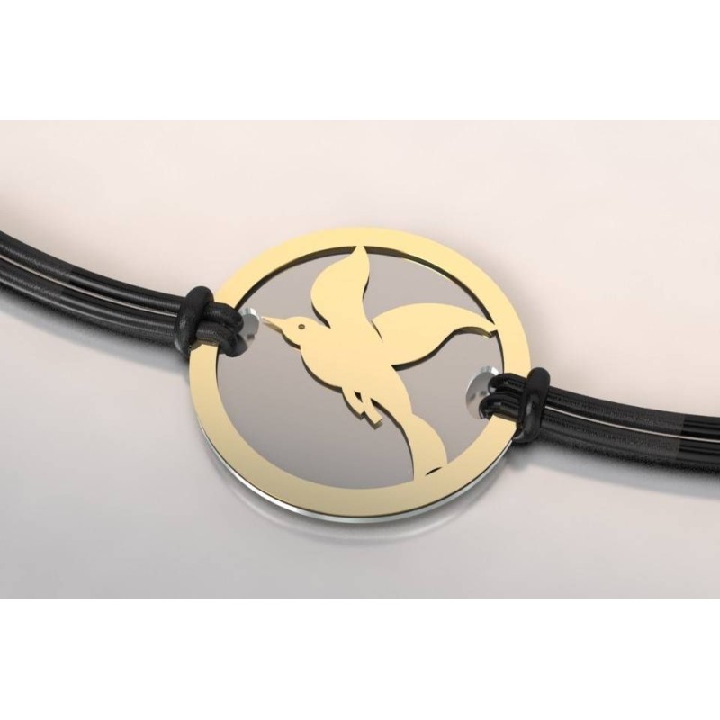 Bracelet de créateur original motif Cayouckette acier et or Bracelet de créateur original motif Cayouckette acier et or