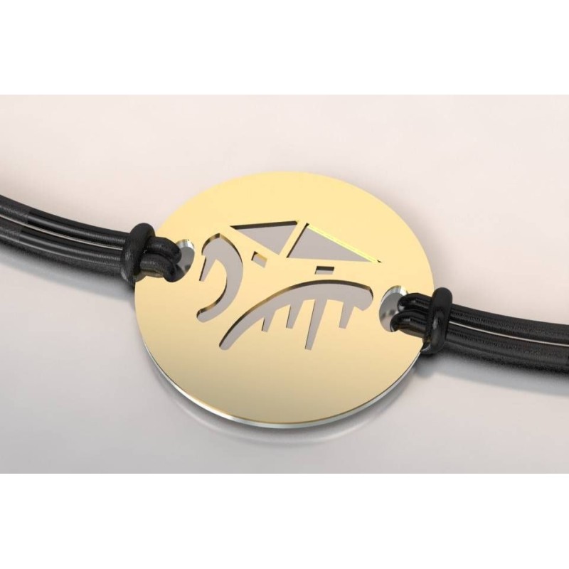 Bracelet créateur original Cabane tchanquée acier, or Bracelet créateur original Cabane tchanquée acier, or