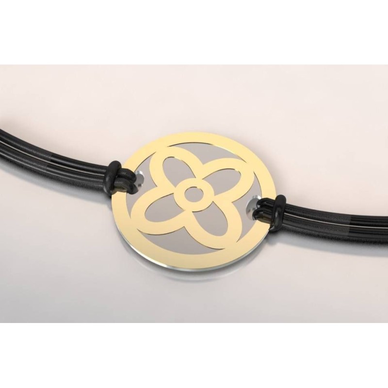 Bracelet créateur original pour femme Fleur acier, or Bracelet créateur original pour femme Fleur acier, or