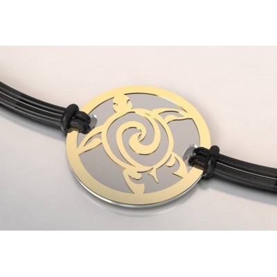 Bracelet de créateur en acier et or pour femme - Tortue - Lyn&Or Bijoux