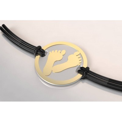 Bracelet créateur, acier et or pour femme - Empreinte de pied - Lyn&Or Bijoux