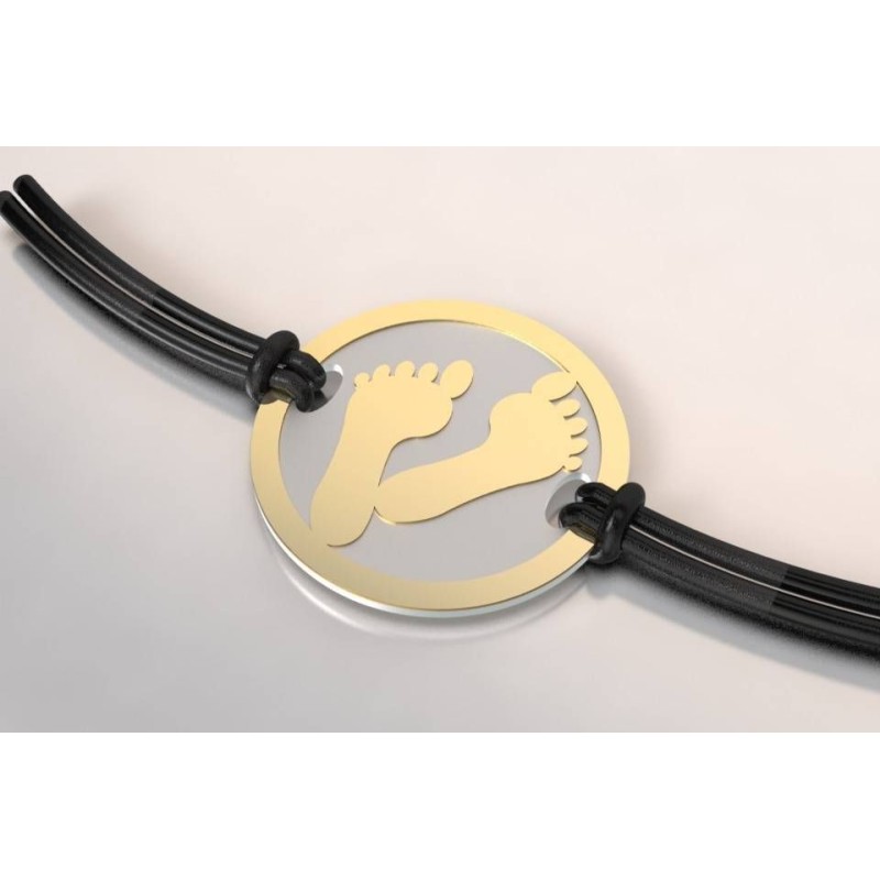 Bracelet de créateur original Pied acier et or 18 carats Bracelet de créateur original Pied acier et or 18 carats
