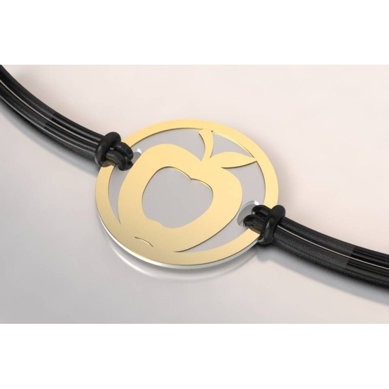 Bracelet de créateur en acier et or pour femme - Pomme - Lyn&Or Bijoux