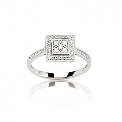 Bague carrée pour femme en diamants et or blanc - Casamance - Lyn&Or Bijoux