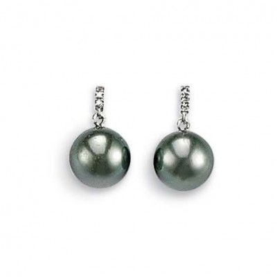 Boucles d'oreille femme, Perles de Tahiti, diamant & or blanc, Océanie - Lyn&Or Bijoux