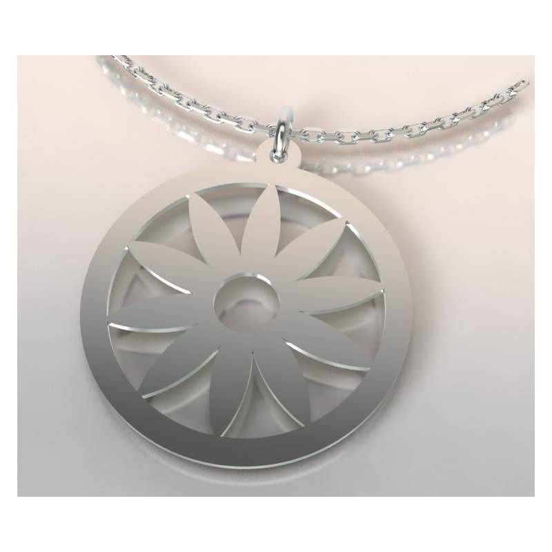 Collier créateur en argent pour femme - Pendentif Tournesol - Lyn&Or Bijoux