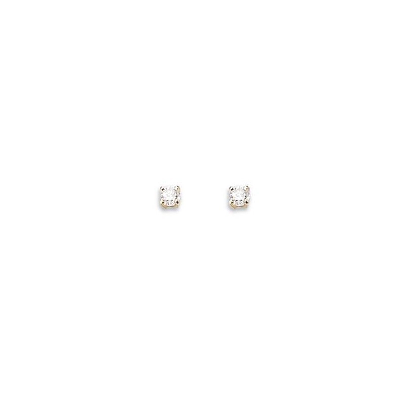 Boucles d'oreilles puces en or 18 carats et diamant 3 mm Boucles d'oreilles puces en or 18 carats et diamant 3 mm