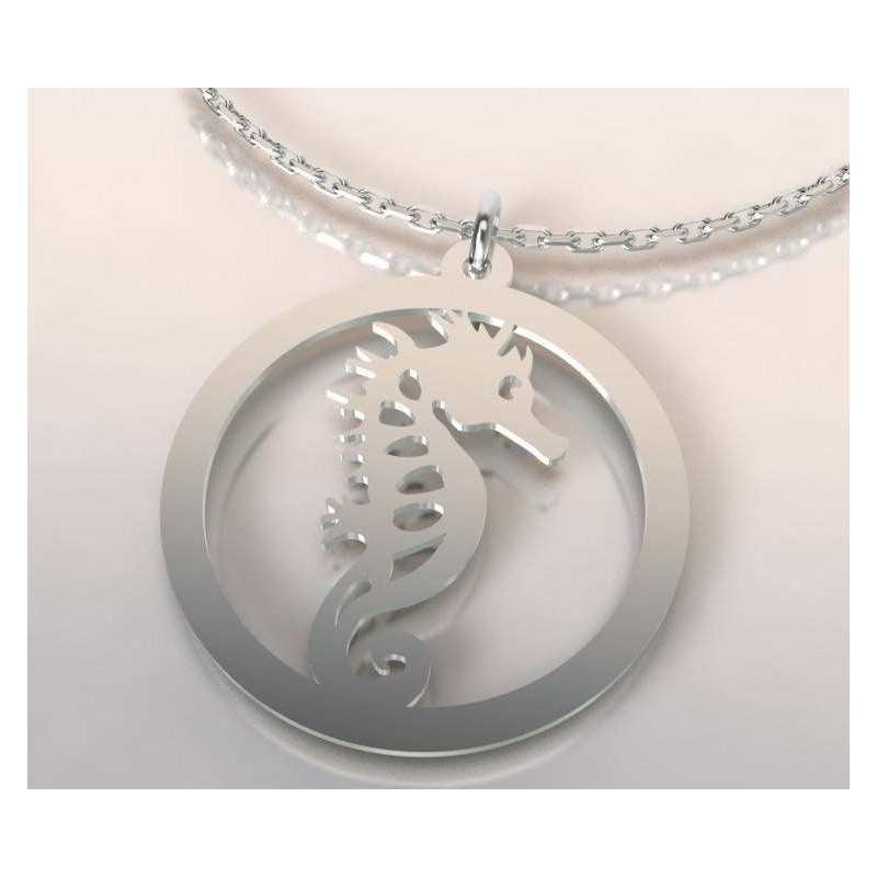 Collier de créateur en argent pour femme - Hippocampe - Lyn&Or Bijoux