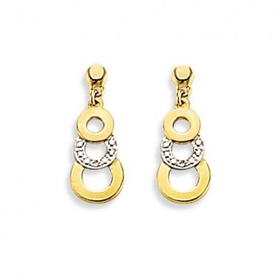 Boucles d'oreille femme, pendant en or bicolore & Diamant - Salamanca - Lyn&Or Bijoux