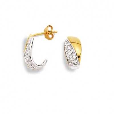 Boucles d'oreille femme en diamant et or bicolore - Diamant Chic - Lyn&Or Bijoux