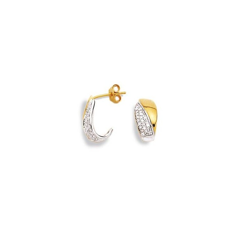 boucles d'oreilles femme en diamant et or bicolore - Diamant Chic - Lyn&Or Bijoux