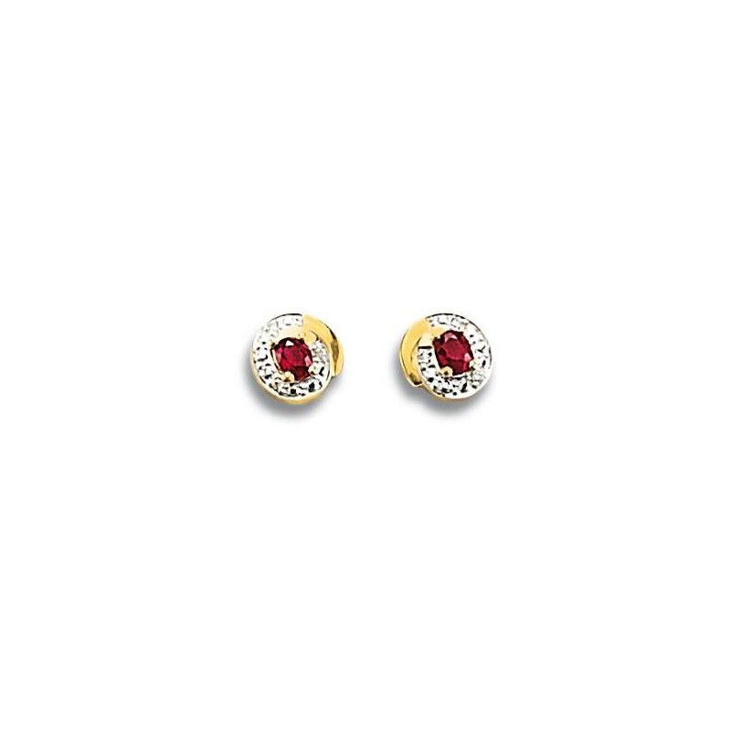 boucles d'oreilles rubis pour femme or, diamant - Lyn&Or Bijoux