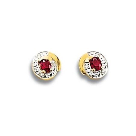 boucles d'oreilles rubis pour femme or, diamant - Lyn&Or Bijoux