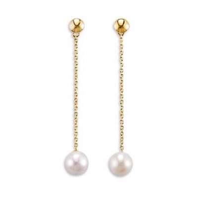 boucles d'oreilles or, perle d'eau douce pour femme - Discrétion - Lyn&Or Bijoux