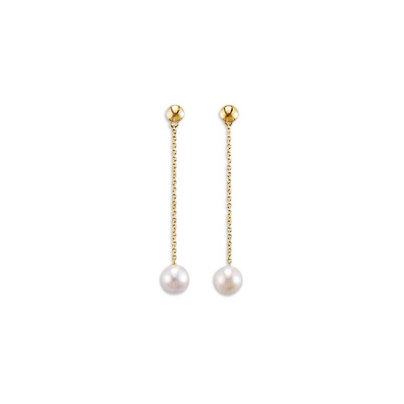 Boucle d'oreilles perle blanche et or jaune, Discrétion Boucle d'oreilles perle blanche et or jaune, Discrétion
