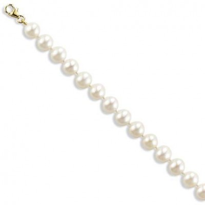 Bracelet or et perles blanches 7 mm pour femme - L'indémodable - Lyn&Or Bijoux