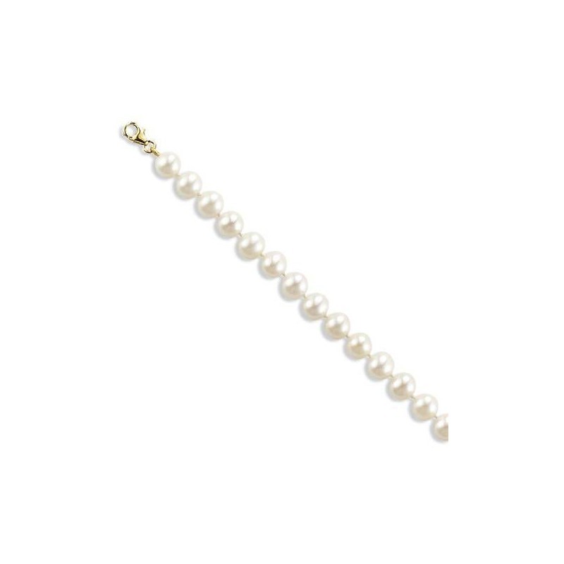 Gourmette perles de culture blanches 6 mm et or 18 carats Gourmette perles de culture blanches 6 mm et or 18 carats